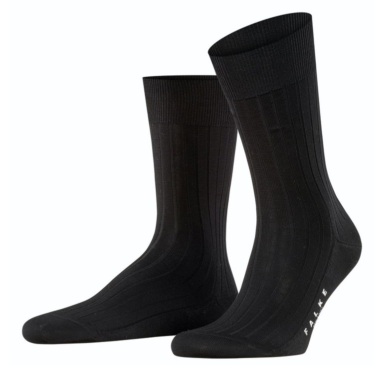 Falke Tagessocke Crew Milano (elegante Rippstruktur, Baumwolle) schwarz Herren - 1 Paar