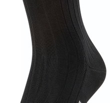 Falke Tagessocke Crew Milano (elegante Rippstruktur, Baumwolle) schwarz Herren - 1 Paar