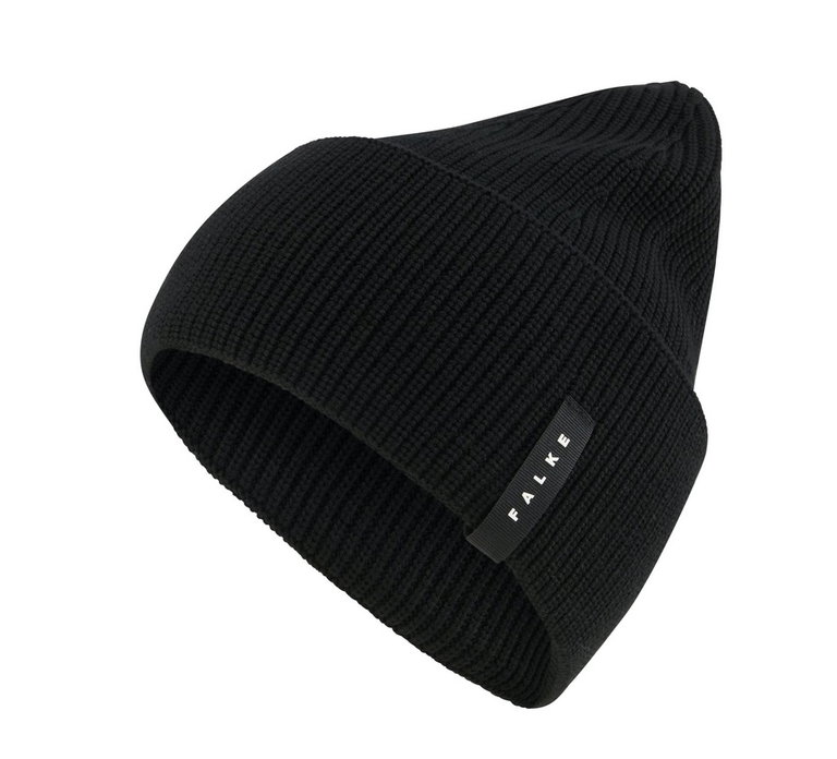 Falke Knitted Hat (Beanie) Unisex - Merino Wool, Ribbed Structure - black - 1 piece