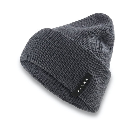 Falke Strickmütze (Beanie) Unisex - Merinowolle, Rippenstruktur - dunkelgrau - 1 Stück