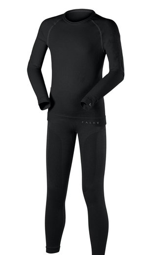 Falke Funktionsunterwäsche-Set Maximum Warm (Langarmshirt und lange Hose) schwarz Kinder