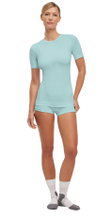Falke Funktions-Shirt Warm (maximale Bewegungsfreiheit) Kurzarm hellblau Damen