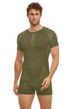 Falke Funktions-Tshirt Warm 2024 (maximale Bewegungsfreiheit) Kurzarm herbgrün Herren