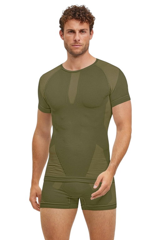 Falke Funktions-Tshirt Warm 2024 (maximale Bewegungsfreiheit) Kurzarm herbgrün Herren