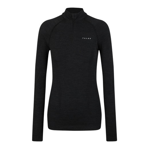 Falke Funktionsunterwäsche Langarmshirt Wool-Tech Half-Zip (hervorragendes Feuchtigkeitsmanagement) schwarz Damen