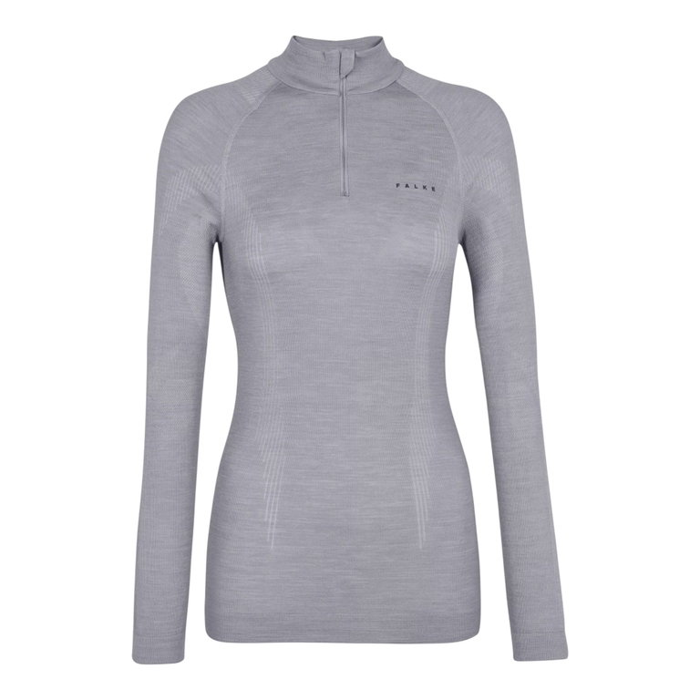Falke Funktionsunterwäsche Langarmshirt Wool-Tech Half-Zip (hervorragendes Feuchtigkeitsmanagement) grau Damen