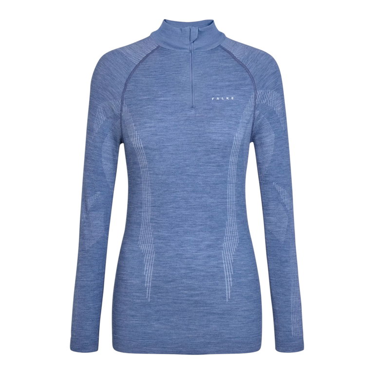 Falke Functional Underwear Long Sleeve Shirt Wool-Tech Half-Zip (excellent moisture management) blue Ladies