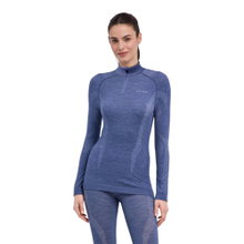 Falke Funktionsunterwäsche Langarmshirt Wool-Tech Half-Zip (hervorragendes Feuchtigkeitsmanagement) blau Damen
