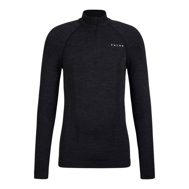 Falke Functional underwear long-sleeve shirt Wool-Tech half-zip (excellent moisture management) black Men's