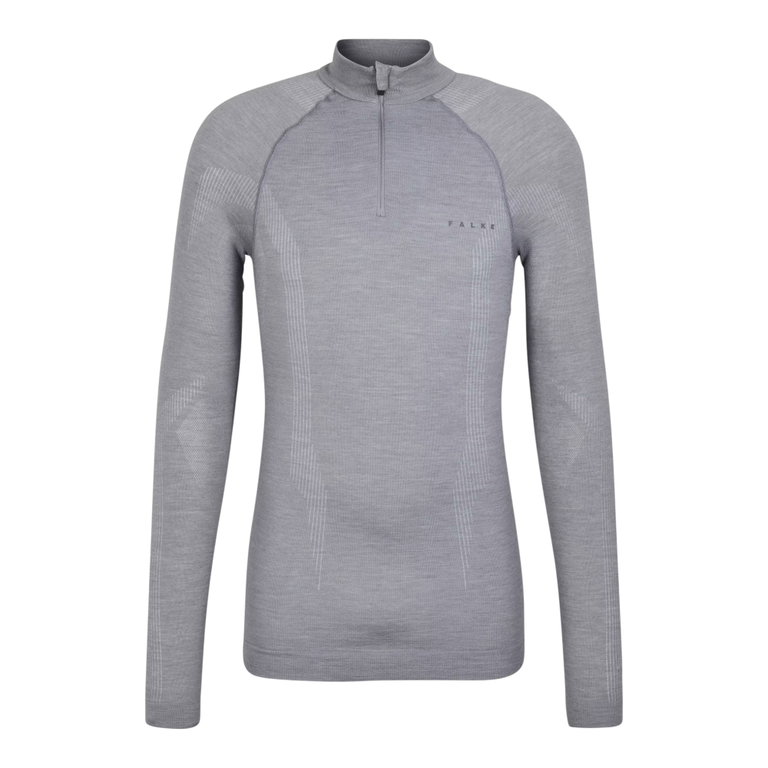 Falke Functional Underwear Long Sleeve Shirt Wool-Tech Half-Zip (excellent moisture management) grey Men