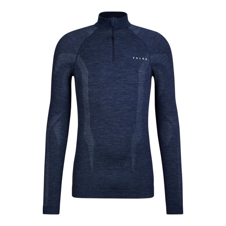 Falke Funktionsunterwäsche Langarmshirt Wool-Tech Half-Zip (hervorragendes Feuchtigkeitsmanagement) spaceblau Herren