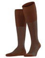 Falke Tagessocke Oxford Stripe Kniestrümpfe (Business-Kniestrumpf, feines Maschenbild) braun Herren - 1 Paar