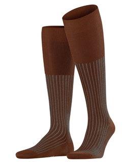 Falke Tagessocke Oxford Stripe Kniestrümpfe (Business-Kniestrumpf, feines Maschenbild) braun Herren - 1 Paar