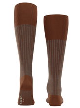 Falke Tagessocke Oxford Stripe Kniestrümpfe (Business-Kniestrumpf, feines Maschenbild) braun Herren - 1 Paar