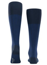 Falke Tagessocke Oxford Stripe Kniestrümpfe (Business-Kniestrumpf, feines Maschenbild) spaceblau Herren - 1 Paar