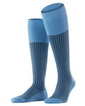 Falke Tagessocke Oxford Stripe Kniestrümpfe (Business-Kniestrumpf, feines Maschenbild) blau Herren - 1 Paar