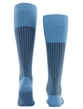 Falke Tagessocke Oxford Stripe Kniestrümpfe (Business-Kniestrumpf, feines Maschenbild) blau Herren - 1 Paar