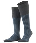 Falke Kniestrümpfe Shadow (Business-Strumpf, Baumwolle) anthrazitgrau/blau Herren - 1 Paar