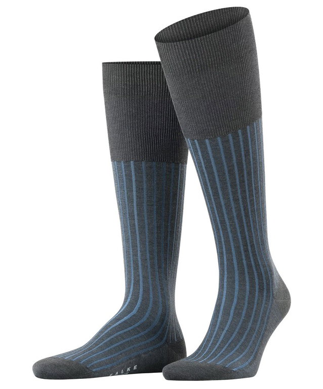 Falke Kniestrümpfe Shadow (Business-Strumpf, Baumwolle) anthrazitgrau/blau Herren - 1 Paar