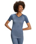 Falke Funktionsunterwäsche Kurzarmshirt Wool Tech Light (feinste Merinowolle) blau Damen