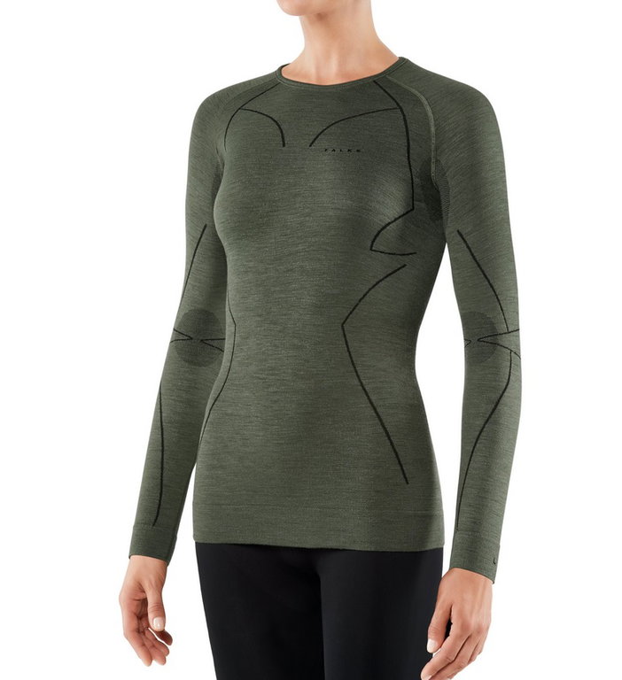 Falke Long Sleeve Wool Tech (Merino Wool) Underwear Olive Green Women