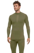 Falke Funktionsunterwäsche Langarmshirt Warm mit kragen (perfekte Feuchtigkeits-und Temperaturregulierung) herbgrün Herren
