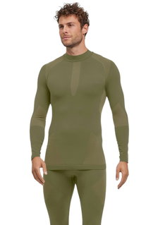Falke Funktionsunterwäsche Langarmshirt Warm mit kragen (perfekte Feuchtigkeits-und Temperaturregulierung) herbgrün Herren