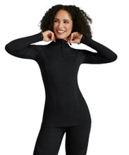 Falke Funktionsunterwäsche Langarmshirt Wool-Tech Half-Zip (hervorragendes Feuchtigkeitsmanagement) schwarz Damen