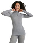 Falke Funktionsunterwäsche Langarmshirt Wool-Tech Half-Zip (hervorragendes Feuchtigkeitsmanagement) grau Damen