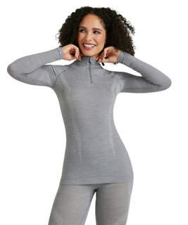 Falke Funktionsunterwäsche Langarmshirt Wool-Tech Half-Zip (hervorragendes Feuchtigkeitsmanagement) grau Damen