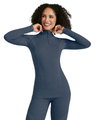Falke Funktionsunterwäsche Langarmshirt Wool-Tech Half-Zip (hervorragendes Feuchtigkeitsmanagement) blau Damen