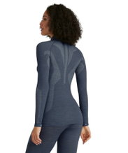 Falke Funktionsunterwäsche Langarmshirt Wool-Tech Half-Zip (hervorragendes Feuchtigkeitsmanagement) blau Damen
