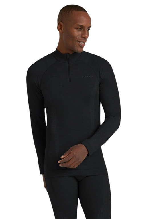 Falke Funktionsunterwäsche Langarmshirt Wool-Tech Half-Zip (hervorragendes Feuchtigkeitsmanagement) schwarz Herren