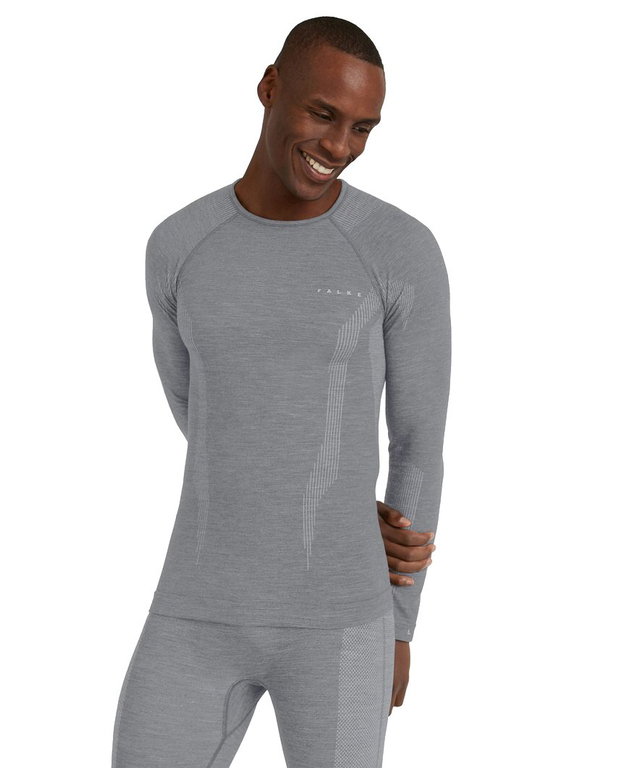 Falke Funktionsunterwäsche Langarmshirt Wool-Tech (hervorragendes Feuchtigkeitsmanagement) grau Herren