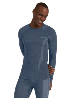 Falke Funktionsunterwäsche Langarmshirt Wool-Tech (hervorragendes Feuchtigkeitsmanagement) blau Herren