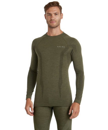 Falke Funktionsunterwäsche Langarmshirt Wool-Tech (hervorragendes Feuchtigkeitsmanagement) olivegrün Herren