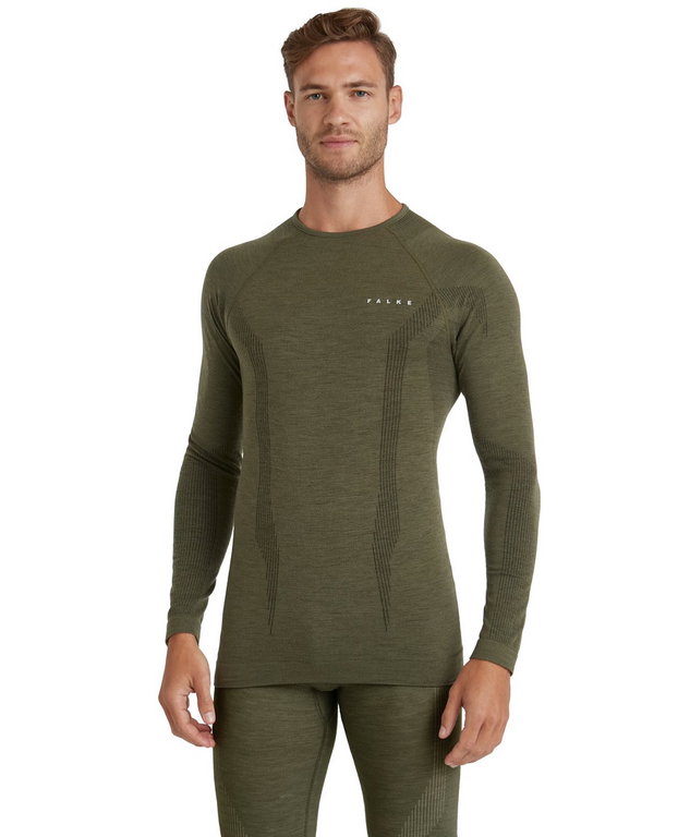 Falke Funktionsunterwäsche Langarmshirt Wool-Tech (hervorragendes Feuchtigkeitsmanagement) olivegrün Herren