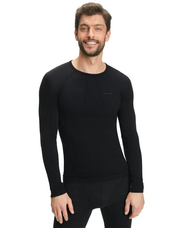 Falke Langarmshirt Wool Tech (Merinowolle) Unterwäsche schwarz Herren