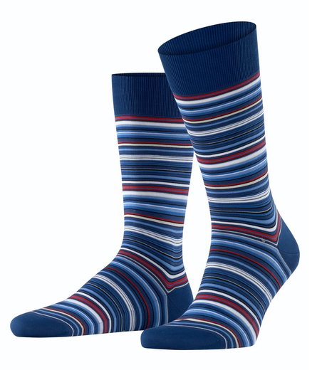Falke Day Sock Crew Microblock (stylish elegant look, cotton) royal blue/multicoloured Men - 1 Pair