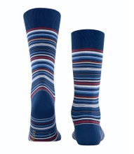Falke Tagessocke Crew Microblock (modisch elegante Optik, Baumwolle) royalblau/bunt Herren - 1 Paar