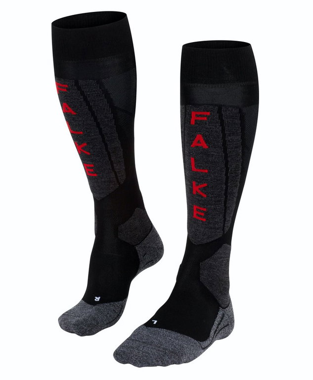 Skarpety narciarskie Falke SK5 (dla zawodników, ultralekkie wyściełanie) czarne/szare damskie - 1 para