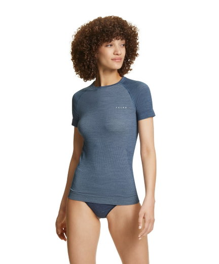 Falke Funktions-Shirt Wool-Tech Light (komfortable Passform) Kurzarm blau Damen