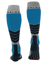 Falke Skisocke SK2 Intermediate Vegan Skiing Kniestrümpfe (optimale Passform) hellgrau/blau Herren - 1 Paar