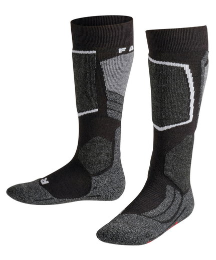 Falke Skisocke SK2 Intermediate Skiing Kniestrümpfe schwarz/grau/weiss Kinder - 1 Paar