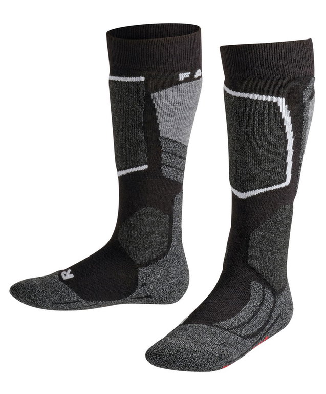 Falke Skisocke SK2 Intermediate Skiing Kniestrümpfe schwarz/grau/weiss Kinder - 1 Paar