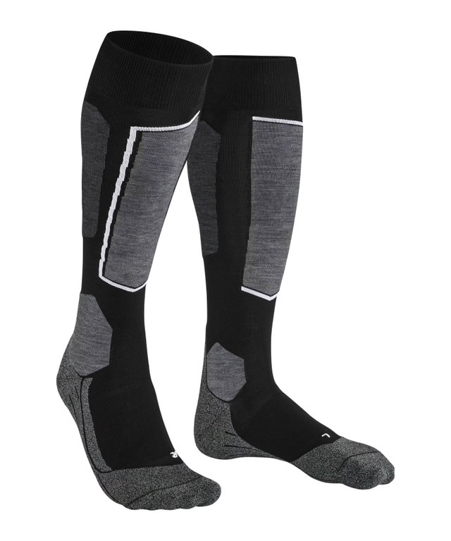 Falke SK6 Pro Ski Socks (Knee Socks, Optimal Fit) Black/Grey Men's - 1 Pair