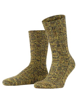 Falke Day Sock Brooklyn Crew (Boot Sock, Chunky Knit Look) Yellow Brown Men - 1 Pair