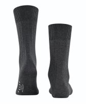 Falke Tagessocke Crew Milano (elegante Rippstruktur, Baumwolle) anthrazit/grau Herren - 1 Paar