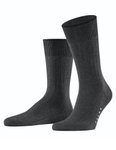 Falke Tagessocke Crew Milano (elegante Rippstruktur, Baumwolle) anthrazit/grau Herren - 1 Paar
