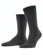 Falke Tagessocke Crew Milano (elegante Rippstruktur, Baumwolle) anthrazit/grau Herren - 1 Paar